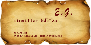 Einviller Géza névjegykártya